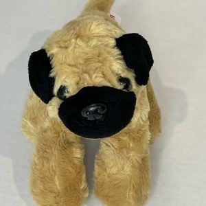 Aurora Pug Puppy Stuffed Plush Dog Realistic Tan Black 8”